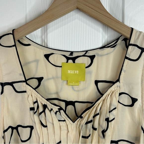 Anthropologie Maeve Armory glasses blouse Pullover Tank Size 4 Sleeveless Artsy - Picture 5 of 11